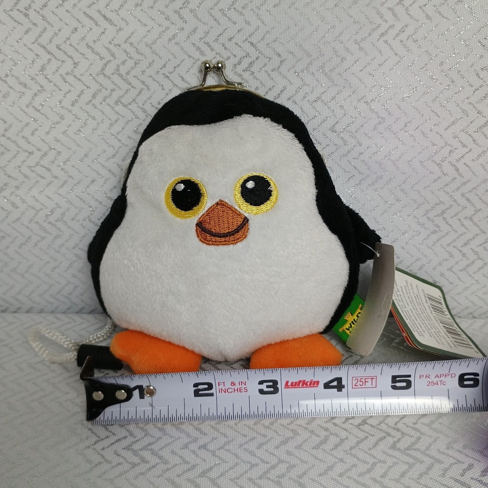 Wild Republic Penguin Plush Clasp Coin Purse 6"Wallet Breakaway Strap Kids - Picture 4 of 9